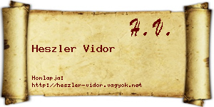 Heszler Vidor névjegykártya
